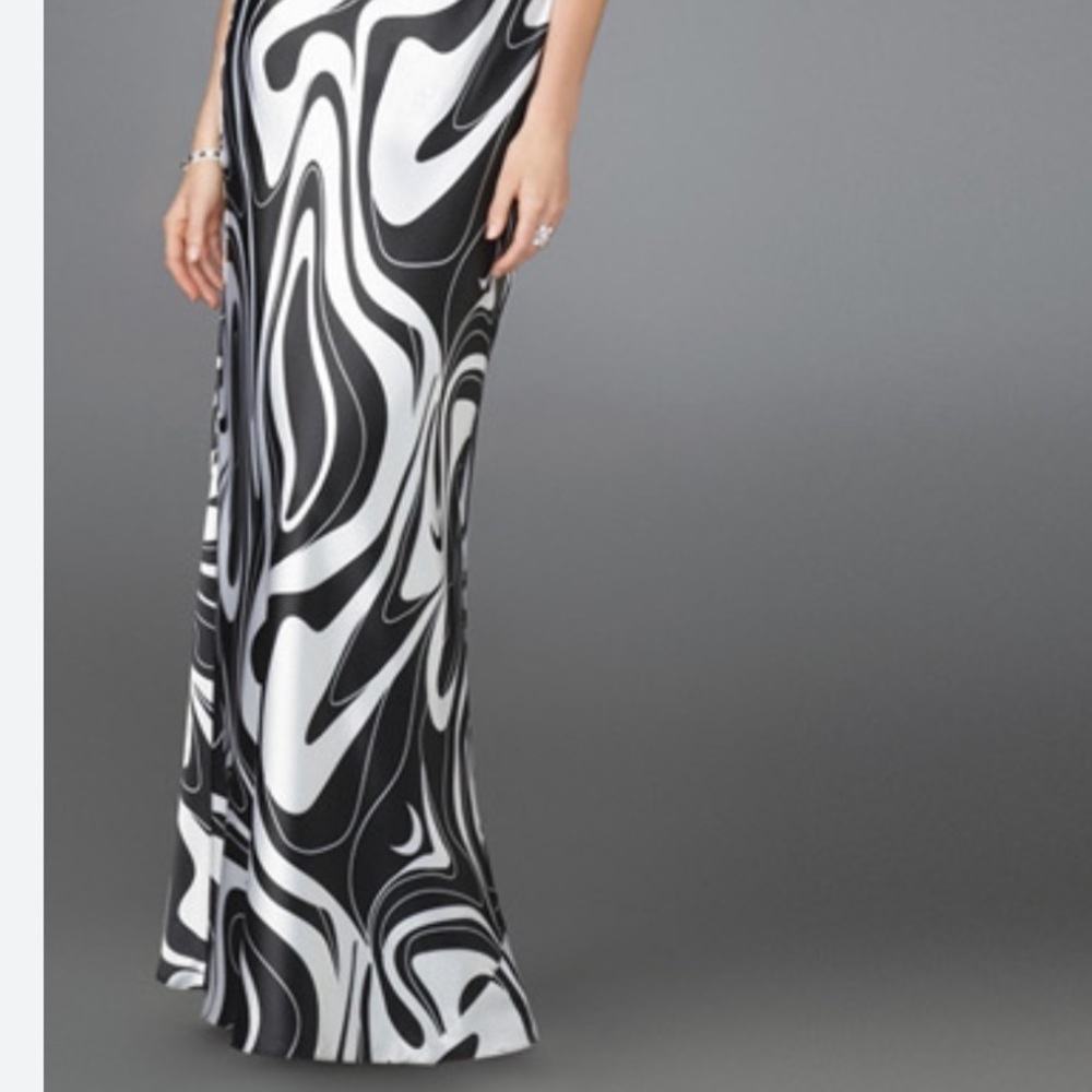 VTG,David Meister SILK!Black/White Swirled Lines,Stunning Black & White,Size S/4 - Picture 7 of 7
